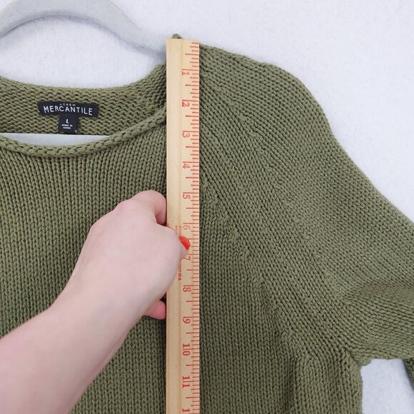 J Crew Sweater Womens Large Green Mercantile Cotton Roll Neck Knit Pullover - Picture 4 of 9